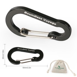Boundless Voyage Aluminum Locking Carabiner Keychain D-Ring Clip Hook for Small Items and Bottles Backpacking Tools Hanging Buckle(Random Mix 20pcs/Random Mix 10pcs) (Black 10pcs)