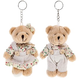 CALLARON 2-Piece Bear Plush Keychain Set for Couples Matching Bag Decoration Bear Fluffy Valentine's Day Gift