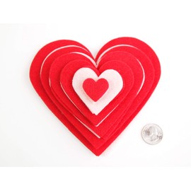 Playfully Ever After 1 to 6 inch Multi-Size Color Pack 24pc Felt Hearts (Red/LightPink)
