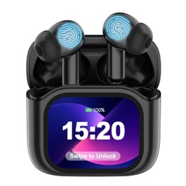 AI Language Translation Earbuds, in-Ear LCD Touchscreen Real-Time Translator for 144 Languages & Accents, HD Sound, Long Battery Life, Ideal for Travel and Business, Black