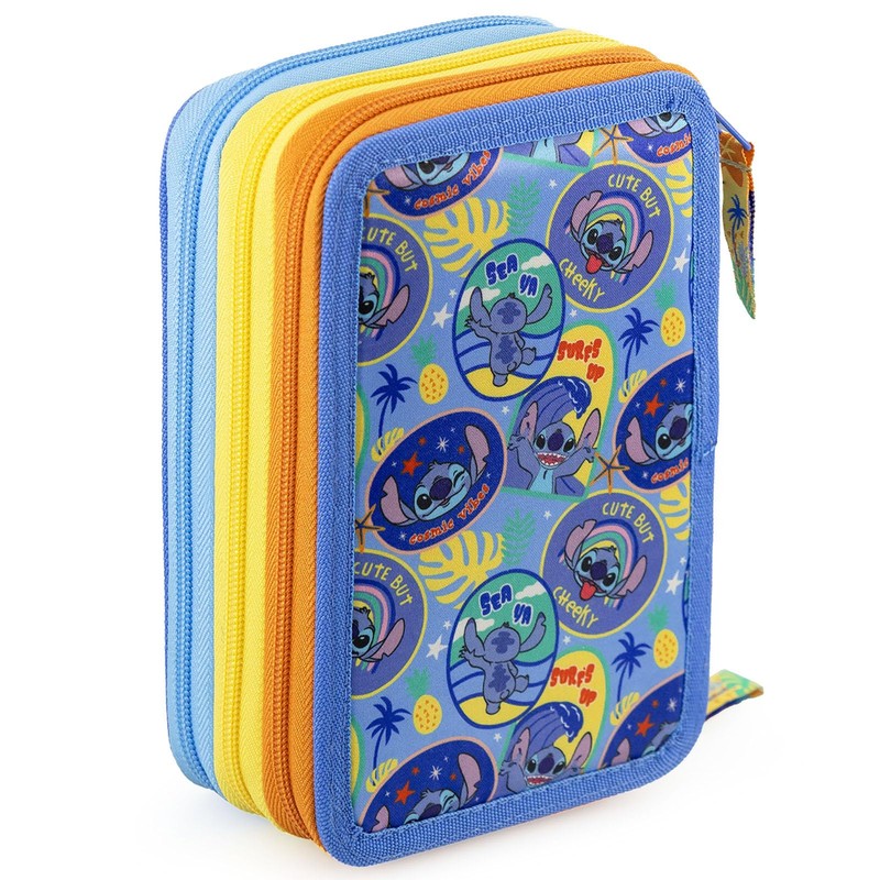 Clondo Triple Filled Pencil Case 44 School Supplies 3 Zip