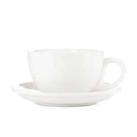 Espresso Parts Porcelain Cappuccino Cup & Saucer, Heavy-Duty Chip Resistance Porcelain, Dishwasher Safe - White (6oz/195ml)