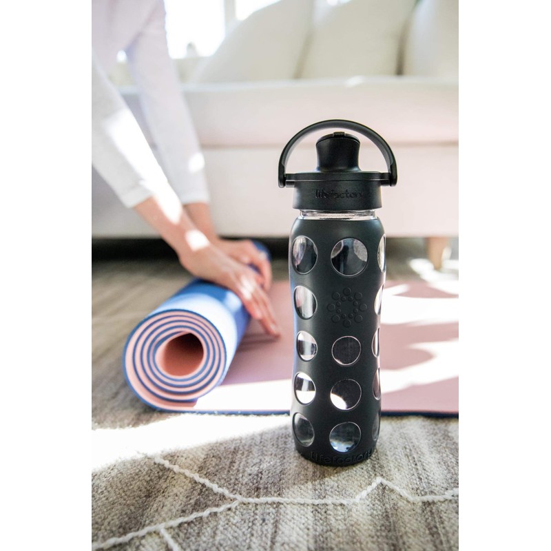 Lifefactory 12-Ounce Glass Water Bottle with Active Flip Cap and
