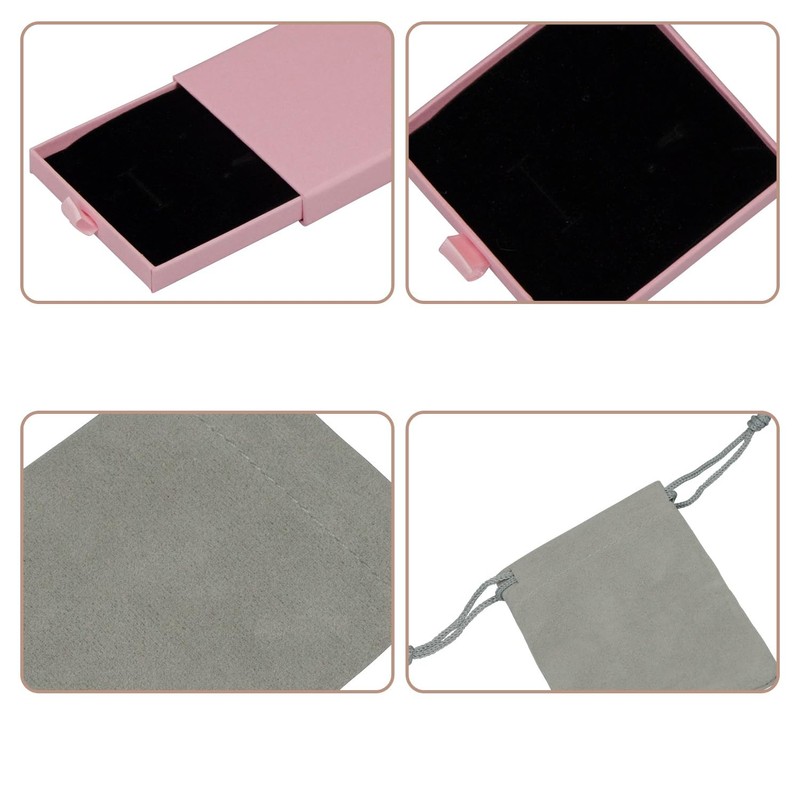 1 Pcs Small Jewelry Gift Box with Drawstring bag,Square Cardboard