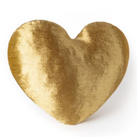 AELS Heart Shaped Pillow, 20 Inches Heart Decorative Throw Pillows, Velvet Love Cute Pillows, Valentines Day Decorations, Wedding Decor, Living Room Bedroom Nursery Decor, Golden