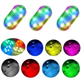 FICBOX 3Pcs Car LED Lights Interior,7 Colors LED Interior Car Lights with 6 Bright LED Lamp Beads,USB Rechargeable Light, Portable Atmosphere Reading Light (Colorful)