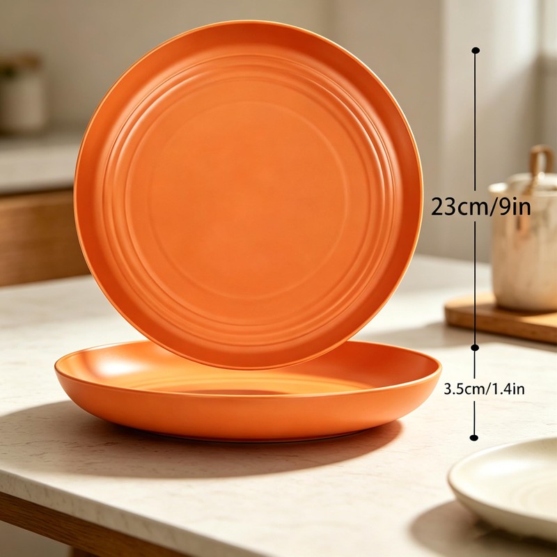 YUNSHENGFANGDM Wheat Straw 9 Inch Dinner Plates, 4 Pack Sturdy