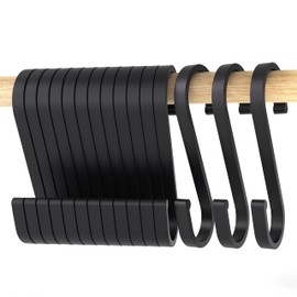 LISOPO S Hooks, Pack of 12 S Hooks Black S-Hook for Hanging Pots and Pans S-Hooks Aluminium Ideal Kitchen, Cupboard, Garage and Garden