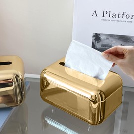Elvaesther Wipes Holders, Baby Wipes Dispenser, Household Tissue Box with Lid Dustproof Light Luxury Wet Wipe Container Case for Restaurant Hotel Office Car Gold