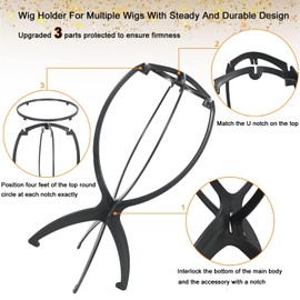 6PCS Soporte para Pelucas, Soportes de Exhibición de Peluca, Soporte de Peluca Plegable de Plástico, Soporte Portátil para la Cabeza de la Peluca, Soporte de Peluca para Todas las Pelucas y Sombreros