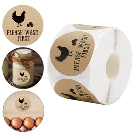 AnyDesign 500 Pcs Farm Fresh Eggs Stickers 2 Inch Round Farm Chicken Egg Labels Natural Brown Kraft Unwashed Egg Cartoon Label Decal for Business Farm Fresh Produce Egg Cartoon Labeling