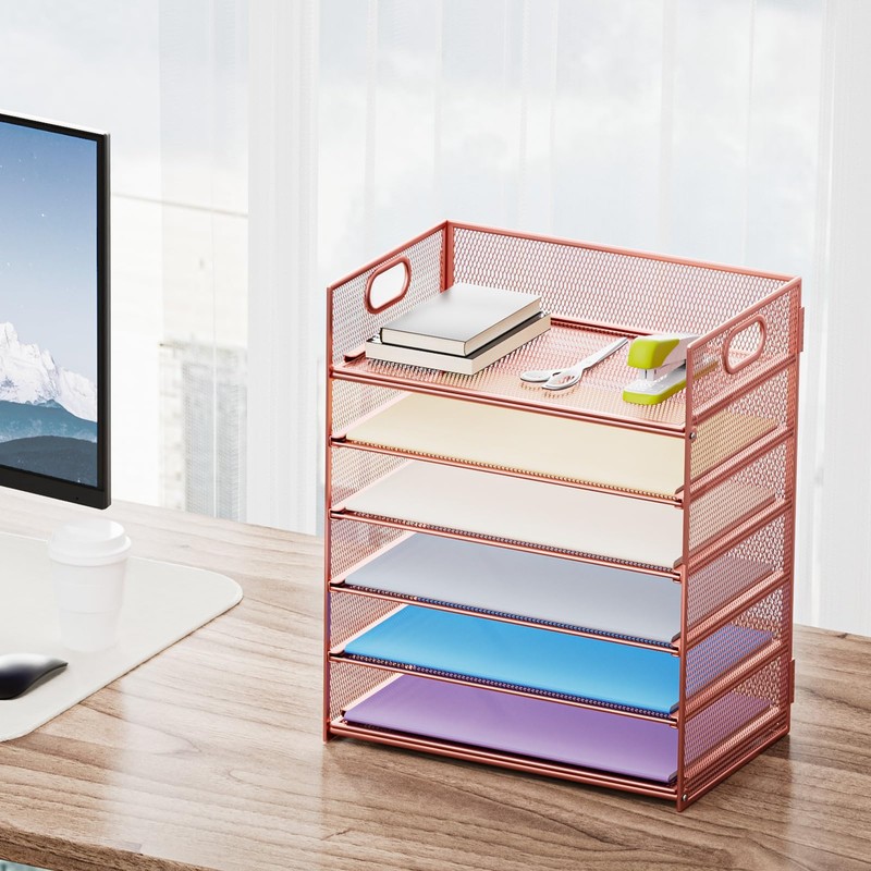 Marbrasse 6 Tier Paper Organizer Letter Tray - Mesh Desk