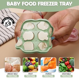 O’doe Silicone Baby Popsicle Molds & Baby Fruit Feeder with 1 Clip, 1 Pack Freezer Tray with Lid, 1 Breastmilk Popsicle Molds for Teething Relief, BPA Free, Includes 3 Extra Teething Pacifiers & Toys