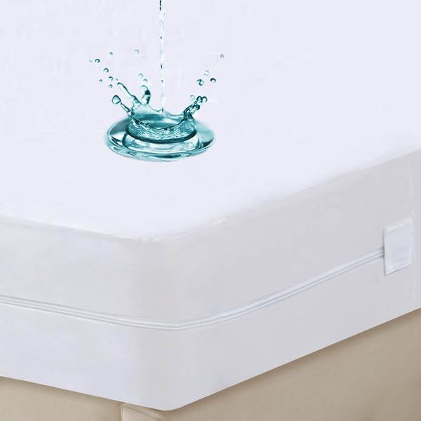 Full Waterproof Zippered Mattress Encasement, Breathable, Noiseless, Machine-Washable Zipped Mattress