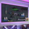 Peg Board with RGB+IC LED Strip Lights,2PCS Metal Pegboard Panels,Heavy