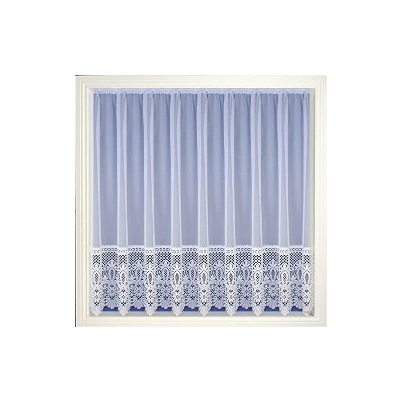 Maple Textiles White Heavy Victorian Lace Macrame Panel Net Curtain