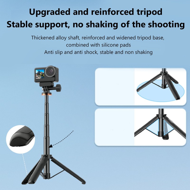Extendable Selfie Stick Tripod for Pocket 3 Action 4 Aluminum