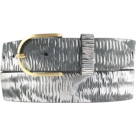 BELTINGER Women's Belt Made of Full Cowhide Leather Metal Look 4.0 cm Leather Belt Metallic Look 40 mm Shiny Belt for Women with Gold Belt Clasp 4 cm, Black metallic, gold