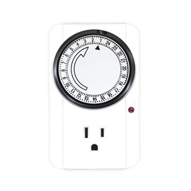 24 Hour Plug-in Mechanical Timer Grounded for Aquarium, Grow Light, Hydroponics, Indoor Lighting, Home Appliances, ETL Listed 125VAC, 60 Hz, 1875W, 15A, 1/2HP