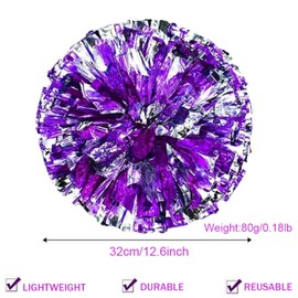 Cheerleading Pom with Handle Bulk Metallic Foil Plastic 4PCS Poms Sports Dance Cheer Pompoms Cheering Squad Poms for Kids Adults Team Game Party