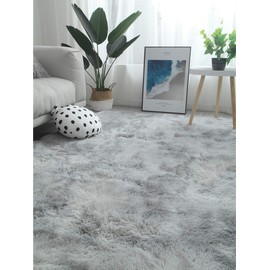 LOCHAS Luxury Velvet Shag Area Rug Modern Indoor Fluffy Rugs, Extra Comfy and Soft Carpet, Abstract Accent Rugs for Bedroom Living Room Dorm Home Girls Kids, 3x5 Feet Light Gray