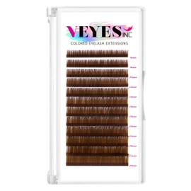 VEYES INC Colored Lash Extensions 03 05 07 15 C/D Curl 8-16mm Mixed Length Tray, Premium Individual Silk Eyelashes, Professional Supplies for Lash Techs (Light Brown 0.15 C 8-16mm)