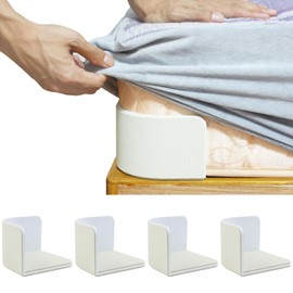 SANKOYO 4 PCS Bed Sheet Holder, Bed Sheet Grippers, Discrete Heavy Duty Bed Sheet Tightener, Non Slip Corner Sheet Grippers Keep Sheets Firm & Tight.