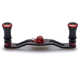 HEIGHTEN 3.7 inches (95 mm) Reel Handle, 1.5K Carbon Fabric, Carbon Fabric, Shimano Daiwa (DAIWA) Abu Universal Bait Reel, For Chess Series (3.7 inches (95 mm), Black & Red (212)