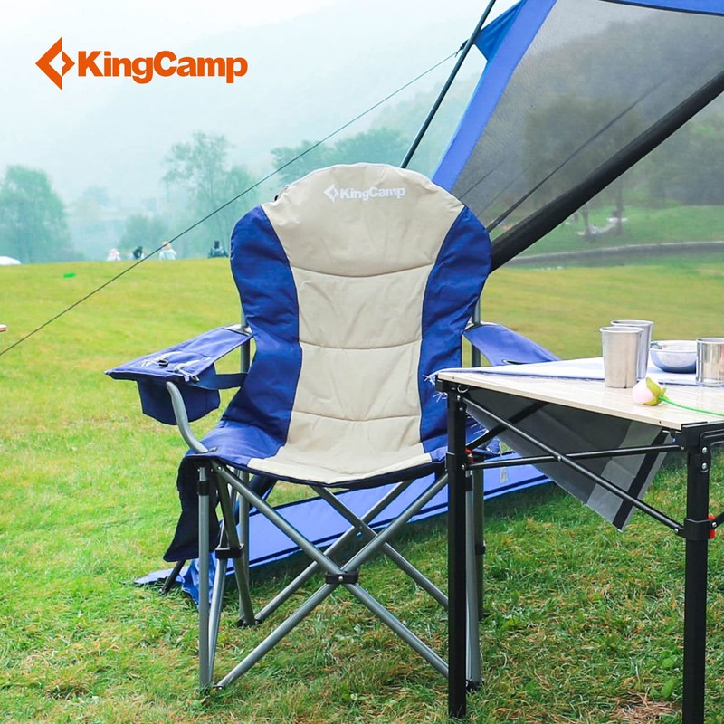 KingCamp KC2008 USCK Camping Chair, Oversized, 2 Pack-Navy/Beige