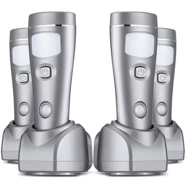 Enhon 4 in 1 LED Rechargeable Plug in Flashlights, 4 Pack LED Emergency Lights for Home Power Failure, Plug in Power Outage Light, Home Emergency Light with Motion Detection (Silver)