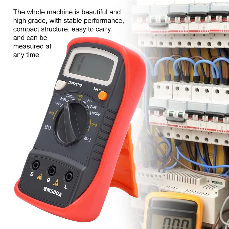 Sharainn Resistance Tester, Insulated Megaohmmeter Compact Stable Digital for Electrical