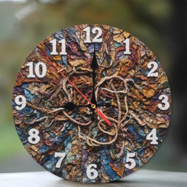 Unique Handmade Recycled Paper Rope Wall Clock Home Decor 10-Inch Wooden Wall Clock, Silent Movement, Battery Operated (AA Batteries Not Included), Artistic Home Decor, Perfect for Home Accents