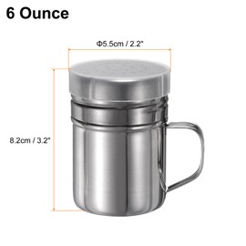 sourcing map 6pcs Salt Dredge Shakers 6 Ounce Stainless Steel Seasonings Spice Shakers with Handle and Lid for Salt Sugar Flour