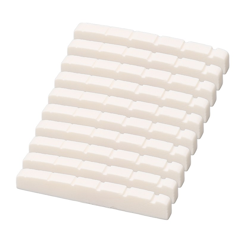 10Pcs Guitar Slotted Bone Nut Flat Bottom 6 String Electric