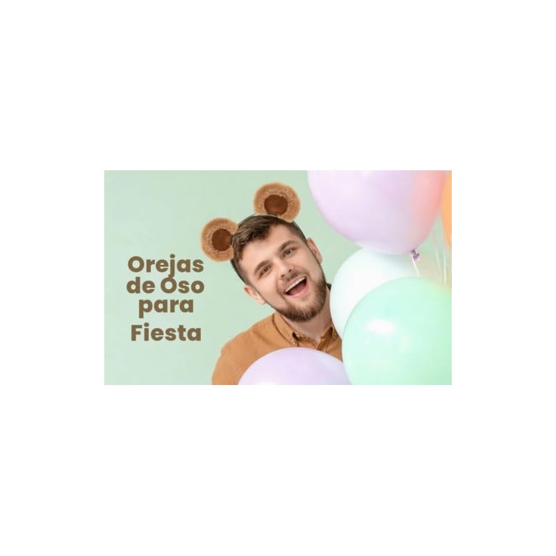 Diadema de orejas de oso café, diadema esponjosa, para adultos,