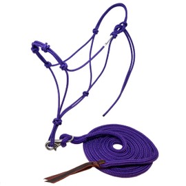 Knotty Girlz 4 Knot Rope Halter and 12 Foot Lead Rope Training Set (Purple, Standard)