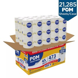 POM Embossed 2-Ply Toilet Paper, White, 90 Rolls
