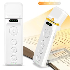 Glocusent - Luz de libro estilo marcapáginas, luz de lectura con ayuda para dormir y temporizador, 5 brillo y 3 colores para leer en la cama, lámpara recargable USB para regalos para amantes de los
