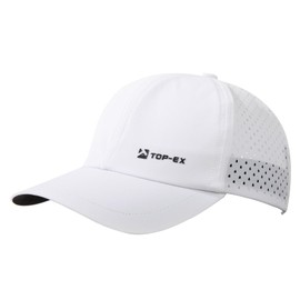 TOP-EX Mens Baseball Cap Lightweight Quick Dry Summer Sports Cap Breathable Water-Resistant UV Sun Cap for Golf & Running Adjustable White L/XL