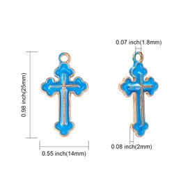 Ornazy 120 pcs 8 Colors Enamel Gothic Cross Pendants Christian Jesus Charms Mini Crucifix Dangle Charms for Jewelry Making Earrings Necklace Bracelet
