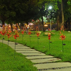 AW 4 Packs Solar Pathway Lights Red Berries Tree Stake Waterproof Durable Christmas Decor for Outdoor Yard Garden