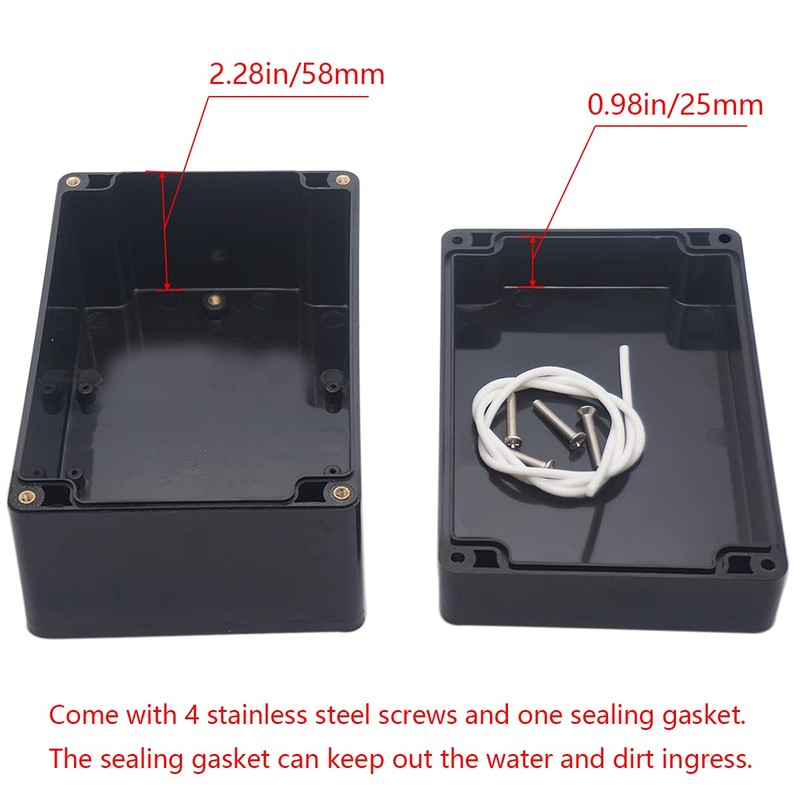 Otdorpatio Project Box IP65 Waterproof Junction Box ABS Plastic Black