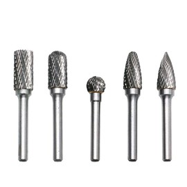 Carbide Burr Set KangTeer 1/4" Shank Double Cut Tungsten Carbide Rotary File Cutting Burs Tool Rotary Drill Die Grinder Bits (5pcs(1/4,10mm))