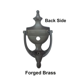 QCAA Solid Brass Door Knocker, 7", with 160 Degree Glass Len Door Viewer (UL Listed), Matte Black, 1 Pack