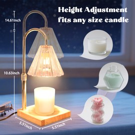 Cafemoon Candle Warmer Lamp with Timer Dimmable, Clear Wax Melt Warmer Adjustable Height Warmer Lamp for Jar Candles, Original Wood Base for Home Decor Birthday