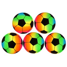 eMKay® Pack of 5 PVC Neon Rainbow Football for Kids – 20cm Rainbow Football, Uninflated – Garden, Beach, Pool Play – Party Bag Filler