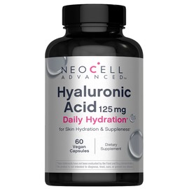 NeoCell Advanced Hyaluronic Acid Capsules | 125mg Per One | 60 Pills | Daily Skin Hydration and Suppleness | Vegan Supplement | for Men and Women
