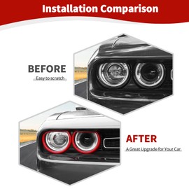 JOSHELA for Challenger Headlight Cover Trim Fit for Dodge Challenger 2015 up Red Exterior Accessories 4pcs