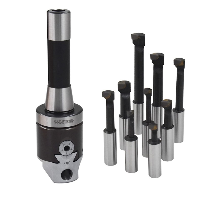 mitoharet 2In Boring Head R8 Shank 9-Pack 1/2In Carbide Boring