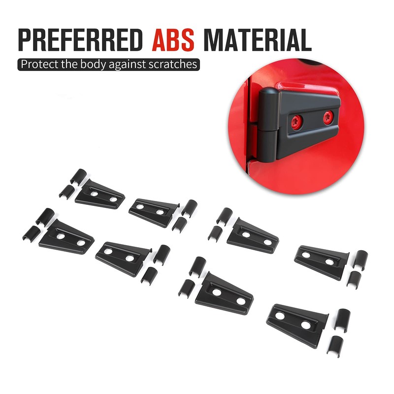 8PCS Door Hinge Covers Protector for 2007-2018 Jeep Wrangler JK